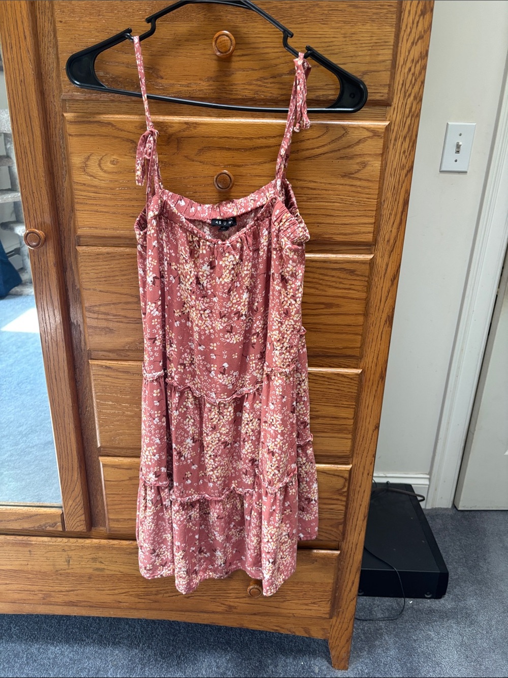 As U Wish Dusty Rose Floral Tiered Mini Dress